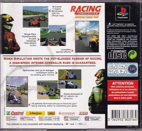 Racing Simulation Monaco Grand Prix - PS1 (B Grade) (Genbrug)